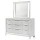 Mory Wide Dresser with LED Mirror Touch Light 9 Drawers White Wood BM339972