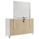 Mory Wide Dresser with LED Mirror Touch Light 9 Drawers White Wood BM339972