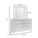 Mory Wide Dresser with LED Mirror Touch Light 9 Drawers White Wood BM339972