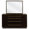 Lyni Wide Dresser with Mirror 8 Drawers Metal Handles Brown Wood BM339973