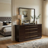Lyni Wide Dresser with Mirror, 8 Drawers, Metal Handles, Brown Wood