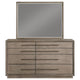 Lyni Wide Dresser with Mirror 8 Drawers Metal Handles Oak Gray BM339974