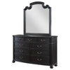 Selena Wide Dresser with Mirror 9 Drawers Metal Handles Black Wood BM339976