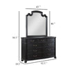Selena Wide Dresser with Mirror 9 Drawers Metal Handles Black Wood BM339976