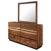 Zeko Wide Dresser with Mirror, 6 Drawers, Smokey Walnut Brown Wood