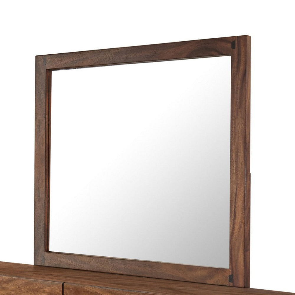 Zeko Wide Dresser with Mirror 6 Drawers Smokey Walnut Brown Wood BM339977