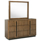 Reon Wide Dresser with Mirror, 6 Drawers, Vertical Fluting, Brown Wood