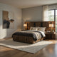 Reon Queen Wall Panel Storage Bed Set with Nightstands, Ash Brown Wood