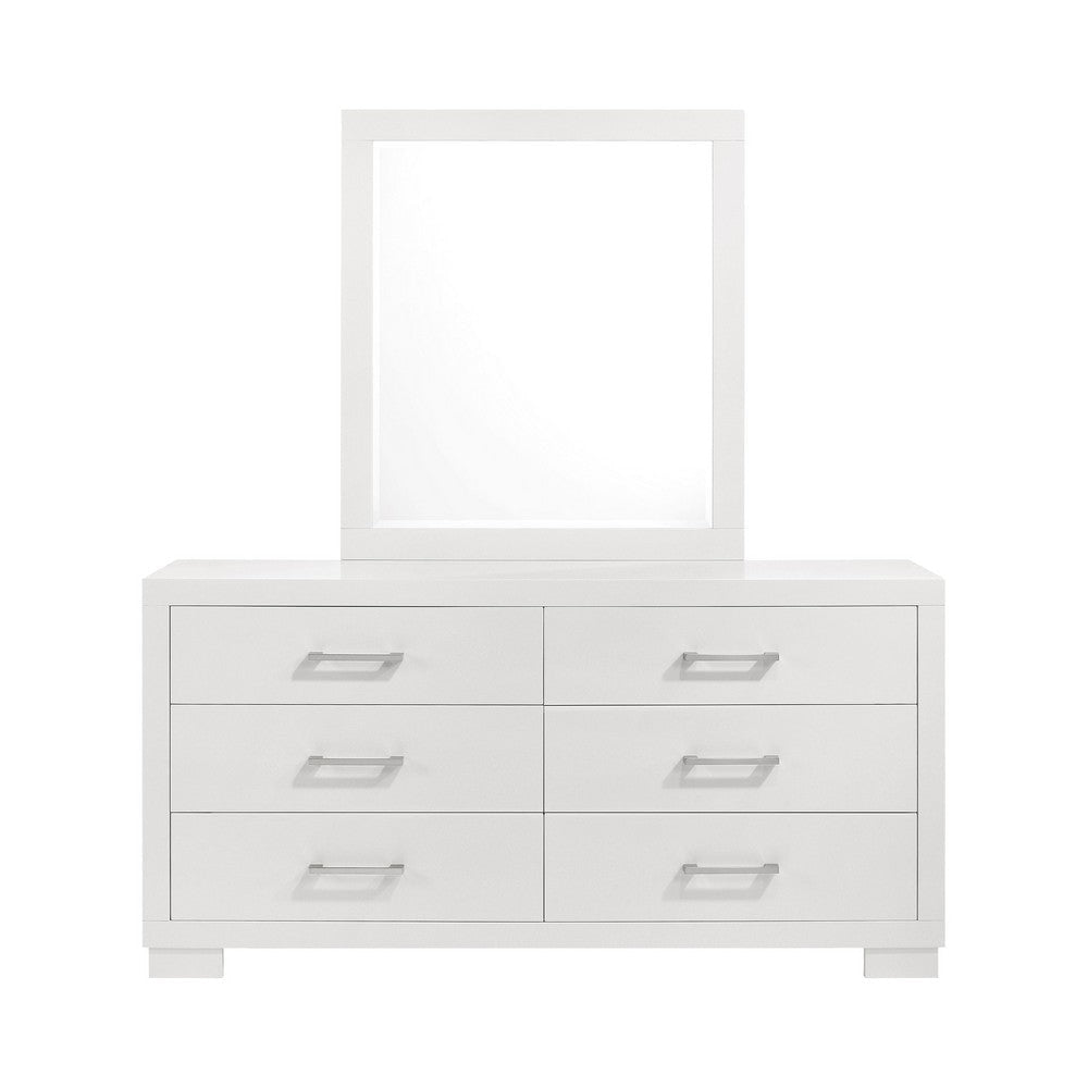 Bela Wide Dresser with Mirror and 6 Drawers | Snow White Wood BM339980