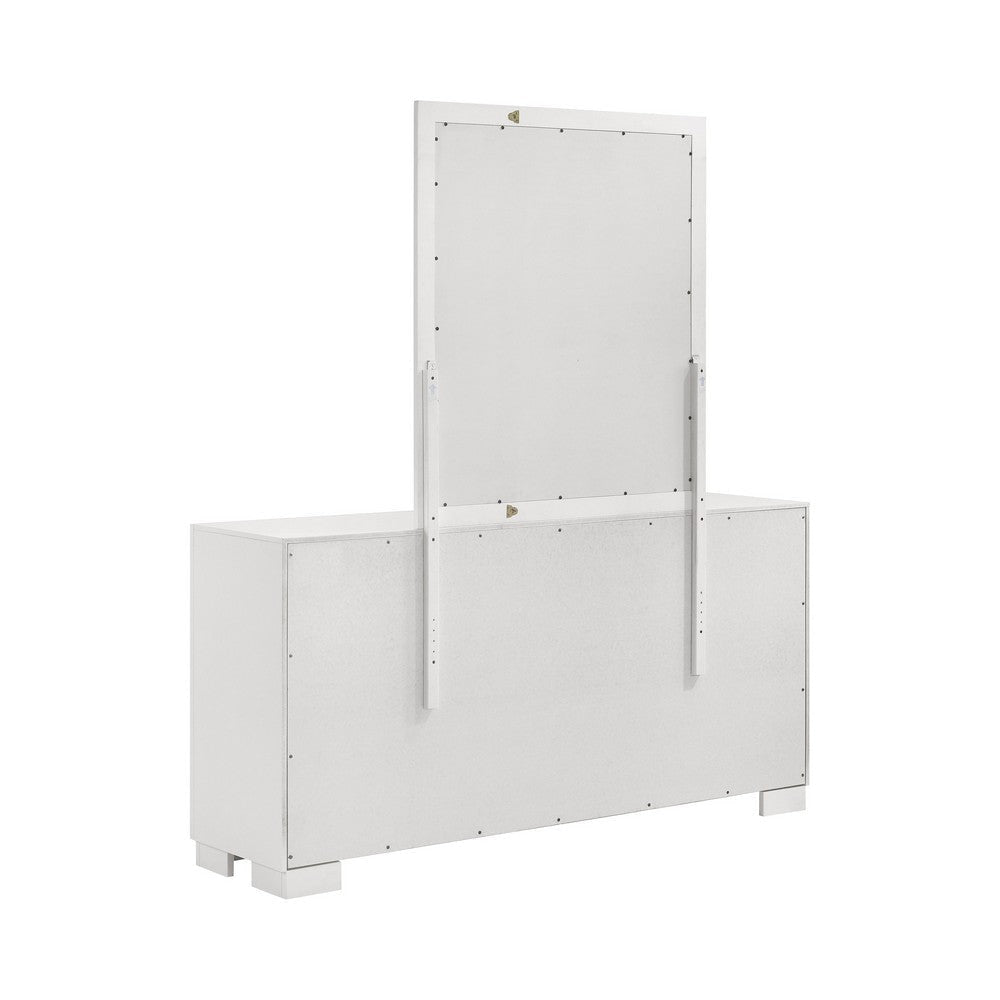 Bela Wide Dresser with Mirror and 6 Drawers | Snow White Wood BM339980