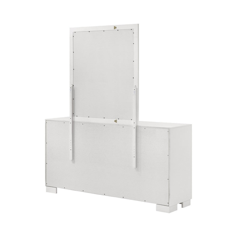 Bela Wide Dresser with Mirror and 6 Drawers | Snow White Wood BM339980