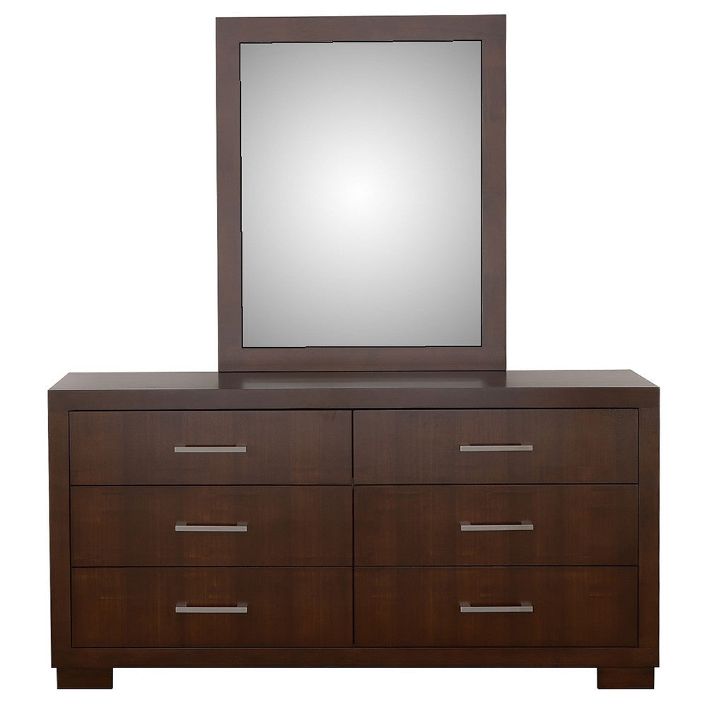 Bela Wide Dresser with Mirror | 6 Drawers | Silver | Cappuccino Brown BM339981