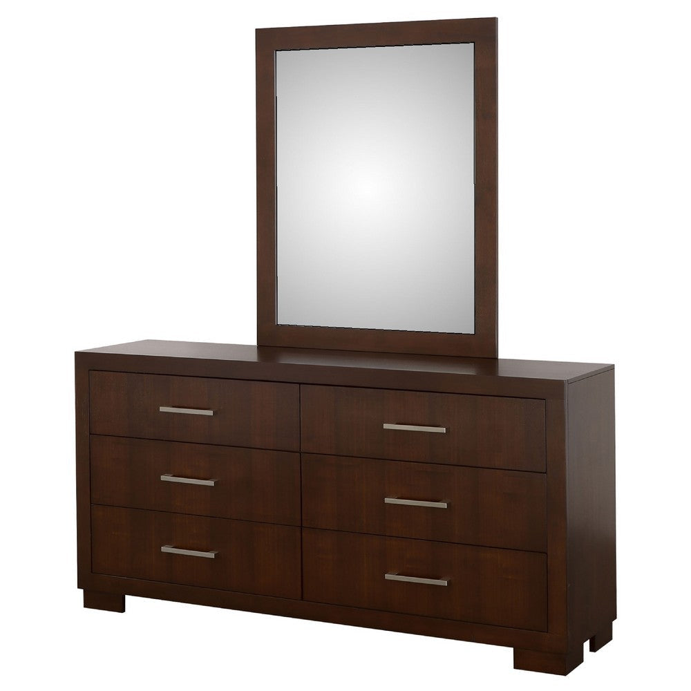 Bela Wide Dresser with Mirror | 6 Drawers | Silver | Cappuccino Brown BM339981