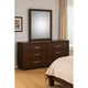 Bela Wide Dresser with Mirror | 6 Drawers | Silver | Cappuccino Brown