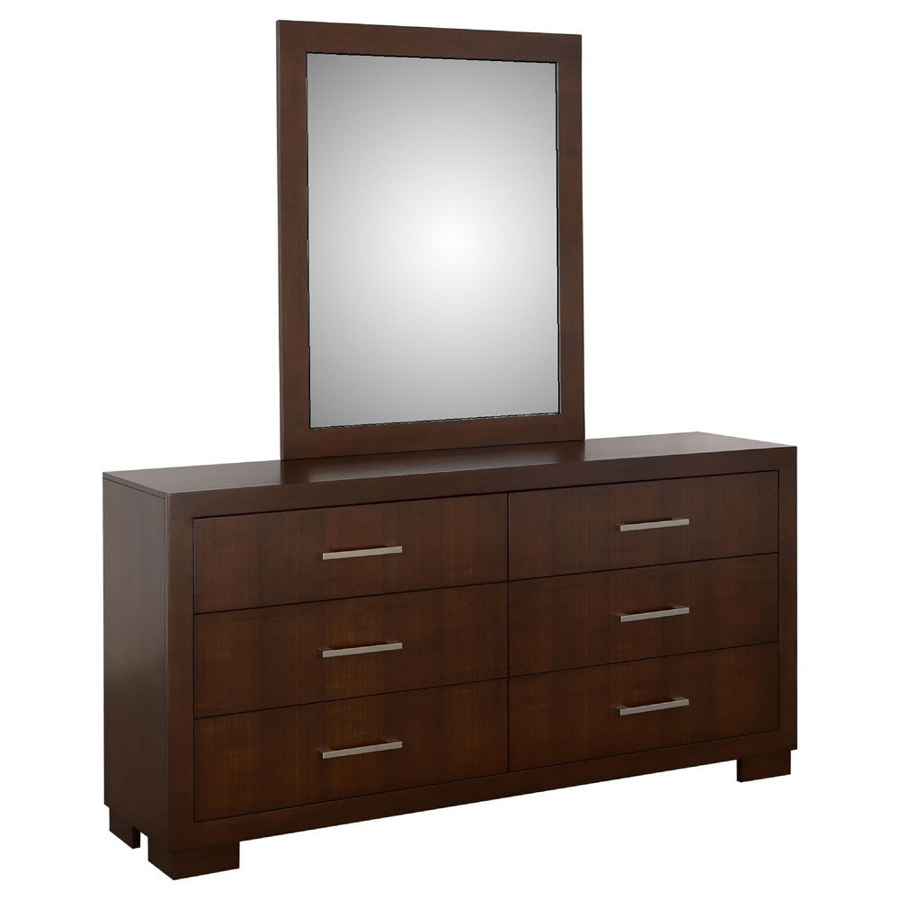 Bela Wide Dresser with Mirror | 6 Drawers | Silver | Cappuccino Brown