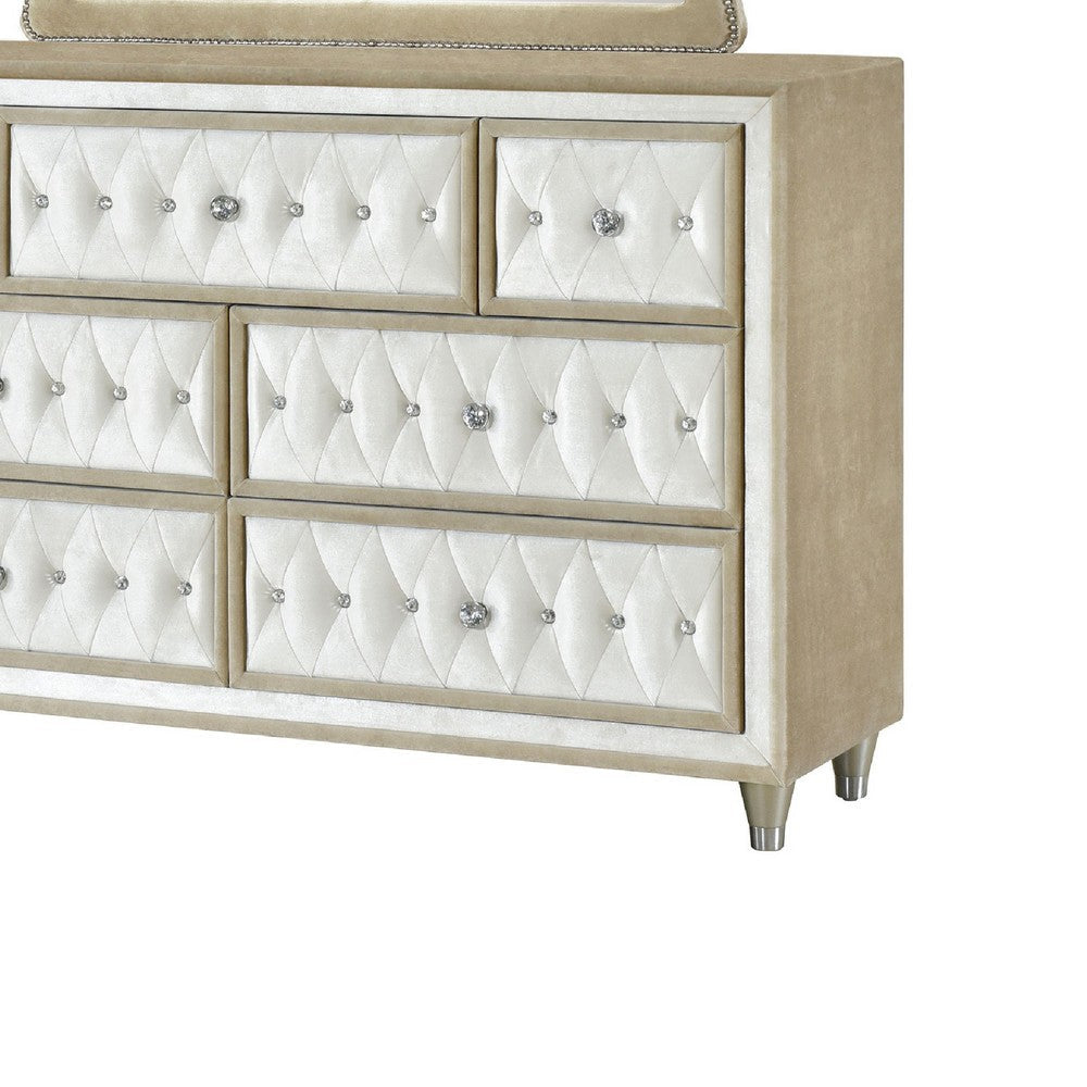 Buy Wide Dresser, Rivet Trim Mirror Ivory Tufted Velvet | Best Price Buy Wide Dresser, Rivet Trim Mirror Ivory Tufted Velvet | Best Price