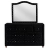 Leine Wide Dresser and Mirror | 7 Drawer | Crystal Black Tufted Velvet BM339983