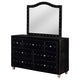 Leine Wide Dresser and Mirror | 7 Drawer | Crystal Black Tufted Velvet BM339983