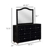 Leine Wide Dresser and Mirror | 7 Drawer | Crystal Black Tufted Velvet BM339983