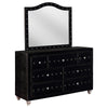 Leine Wide Dresser and Mirror | 7 Drawer | Crystal Black Tufted Velvet