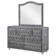 Leine Wide Dresser with Mirror and 7 Drawers | Gray Tufted Velvet BM339984