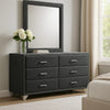 Giya Wide Dresser with Rectangular Rivet Trim Mirror | Gray Velvet