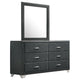 Giya Wide Dresser with Rectangular Rivet Trim Mirror | Gray Velvet