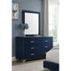 Giya Wide Dresser and Rectangular Rivet Trim Mirror | Navy Blue Velvet
