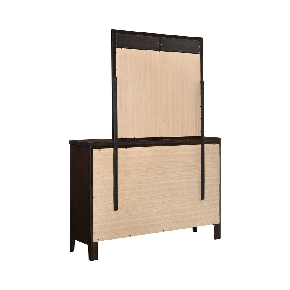 Con Wide Dresser with Wide Top Mirror | 6 Drawers | Brown Wood BM339987