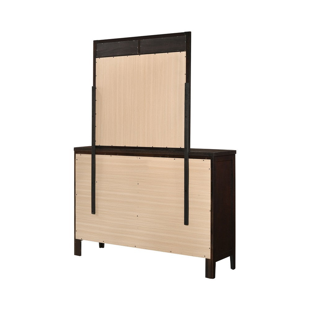 Con Wide Dresser with Wide Top Mirror | 6 Drawers | Brown Wood BM339987