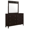 Con Wide Dresser with Wide Top Mirror | 6 Drawers | Brown Wood