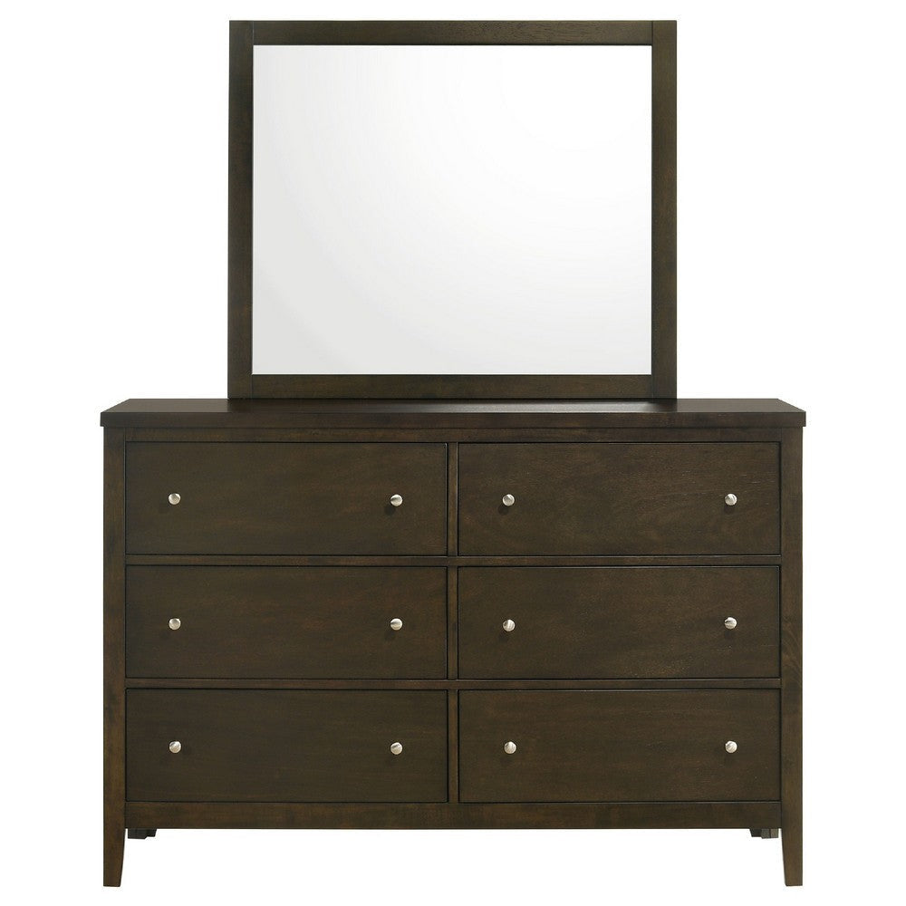 Wlly Wide Dresser with Matching Mirror | 6 Drawers | Dark Brown Wood BM339988