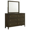 Wlly Wide Dresser with Matching Mirror | 6 Drawers | Dark Brown Wood