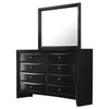 Ica 2pc Wide Dresser and Mirror Set | Chambered Fronts | Black Wood