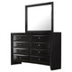 Ica 2pc Wide Dresser and Mirror Set | Chambered Fronts | Black Wood