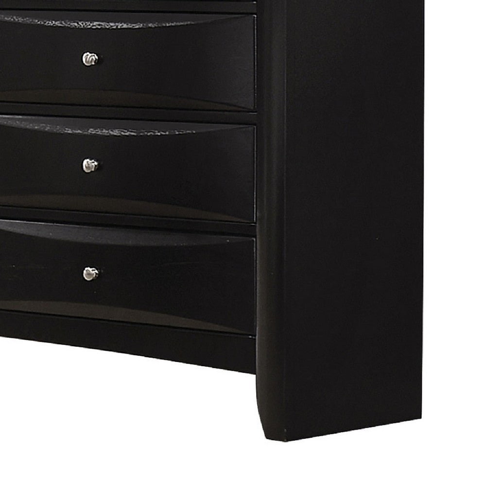 Ica 2pc Wide Dresser and Mirror Set | Chambered Fronts | Black Wood BM339989