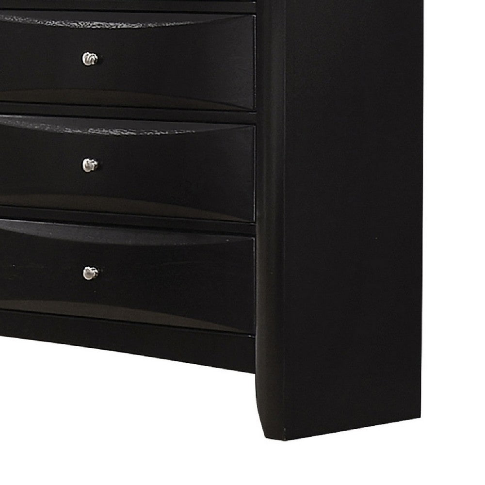 Ica 2pc Wide Dresser and Mirror Set | Chambered Fronts | Black Wood