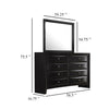 Ica 2pc Wide Dresser and Mirror Set | Chambered Fronts | Black Wood