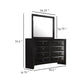 Ica 2pc Wide Dresser and Mirror Set | Chambered Fronts | Black Wood