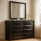 Ica 2pc Wide Dresser and Mirror Set | Chambered Fronts | Black Wood
