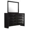 Ica 2pc Wide Dresser and Mirror Set | Chambered Fronts | Black Wood