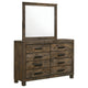 Frio 2pc Wide Dresser and Mirror Set | 8 Drawers | Golden Brown Wood
