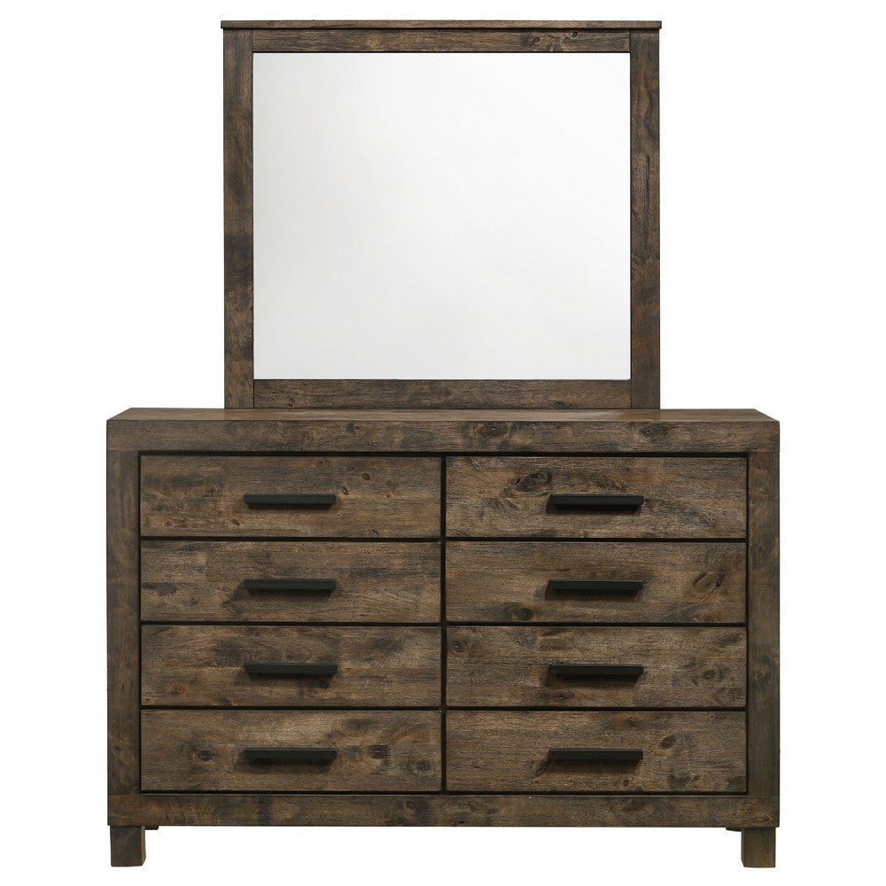Frio 2pc Wide Dresser and Mirror Set | 8 Drawers | Golden Brown Wood BM339990