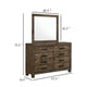 Frio 2pc Wide Dresser and Mirror Set | 8 Drawers | Golden Brown Wood BM339990