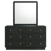 Cavy Wide Dresser with Matching Mirror | 6 Drawers | Black Wood | Gold