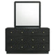 Cavy Wide Dresser with Matching Mirror | 6 Drawers | Black Wood | Gold