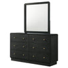Cavy Wide Dresser with Matching Mirror | 6 Drawers | Black Wood | Gold