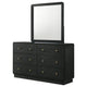 Cavy Wide Dresser with Matching Mirror | 6 Drawers | Black Wood | Gold