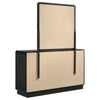 Cavy Wide Dresser with Matching Mirror | 6 Drawers | Black Wood | Gold