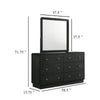 Cavy Wide Dresser with Matching Mirror | 6 Drawers | Black Wood | Gold
